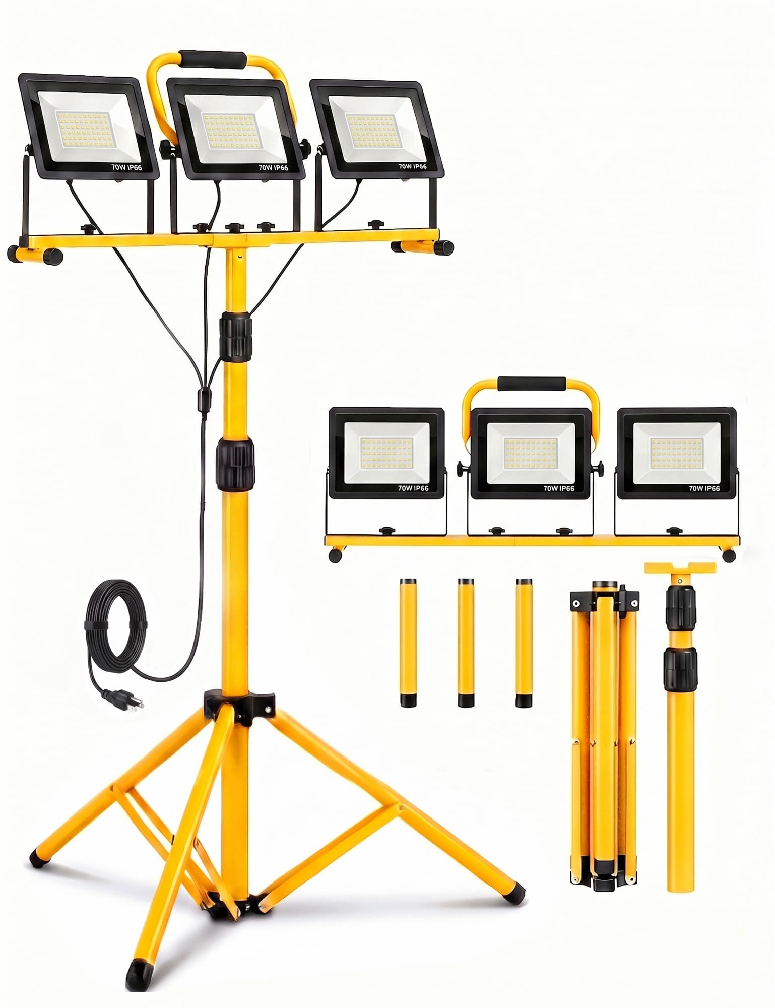 Jefedana 21000-Lumen LED Work Light with Stand for Job Site Garage